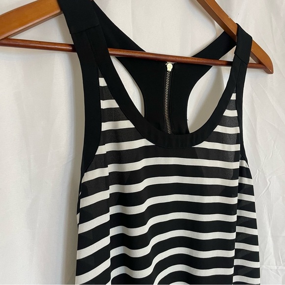 EXPRESS Women’s Black White Stripe Racer Back Zip Up Tank Top Size XS - Picture 2 of 10